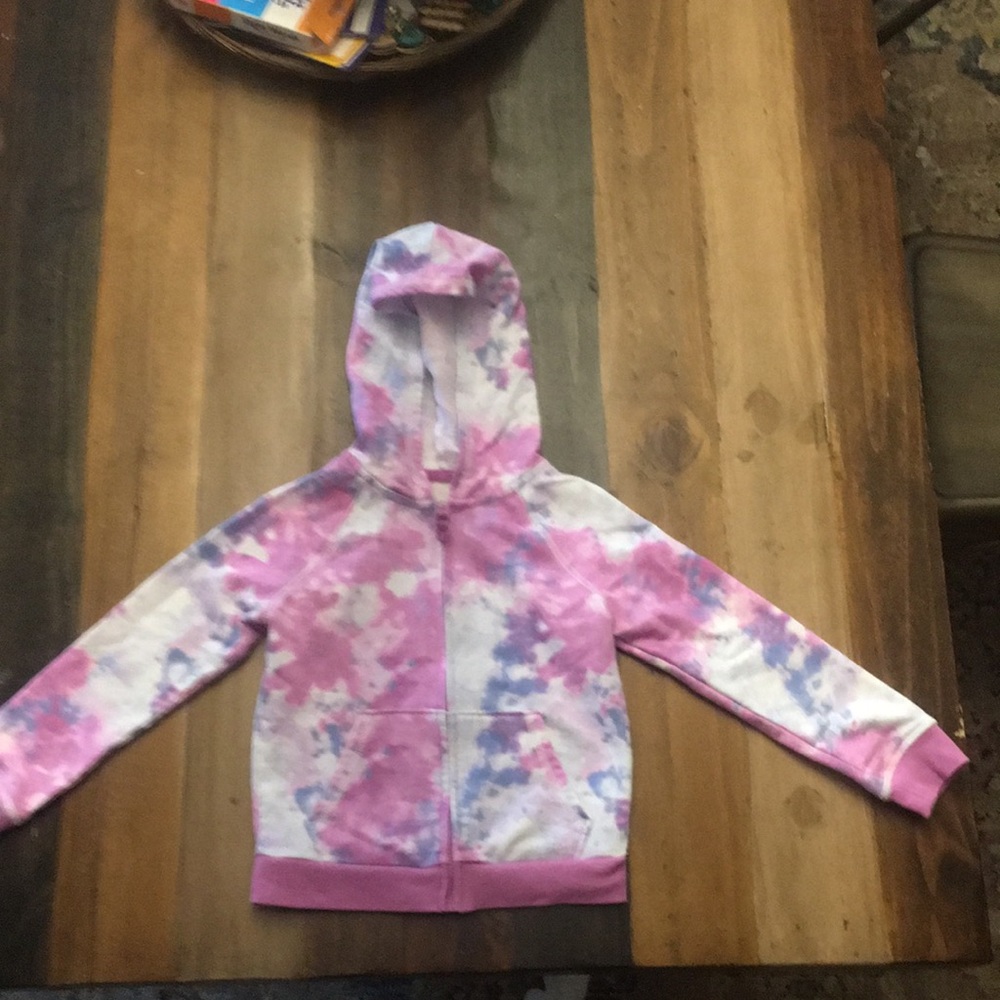Little girls tie died hooded zip up jacket w/pockets